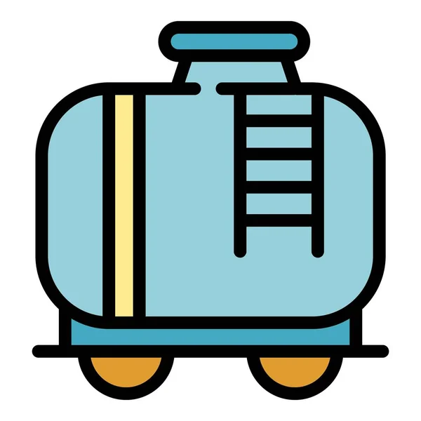 Oil train icon color outline vector — стоковый вектор