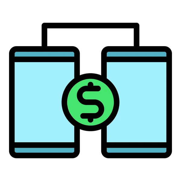 Geräte Geldüberweisung Symbol Farbe Umrissvektor — Stockvektor