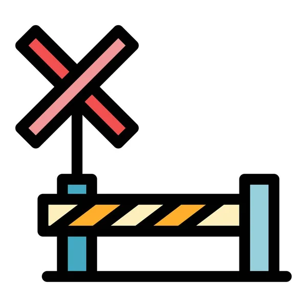 Railroad barrier icon color outline vector — Stock Vector