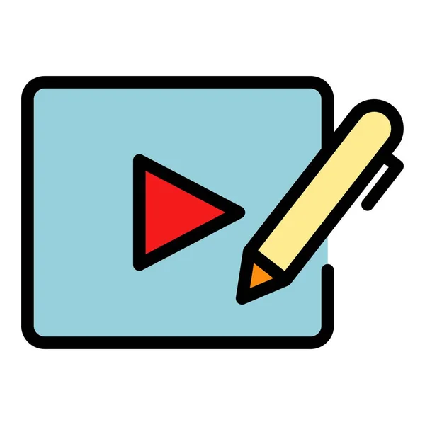 Media edit icon color outline vector — 스톡 벡터