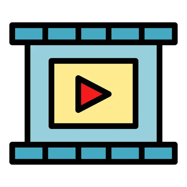 Trim video clip icon color outline vector — Wektor stockowy