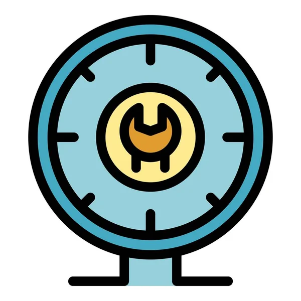 Service Time Management Symbol Farbe Umrissvektor — Stockvektor