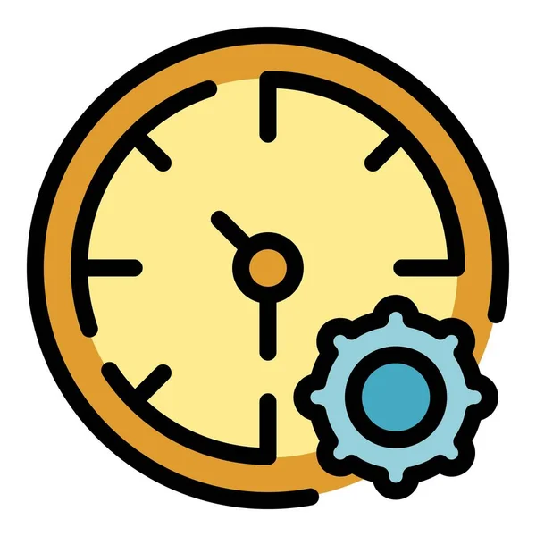 Gear time management icon color outline vector — Stockvektor