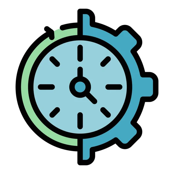 Gear wheel time management icon color outline vector — 스톡 벡터