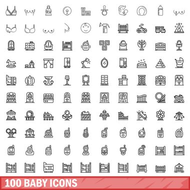 100 Icons set, anahat stili bebeğim