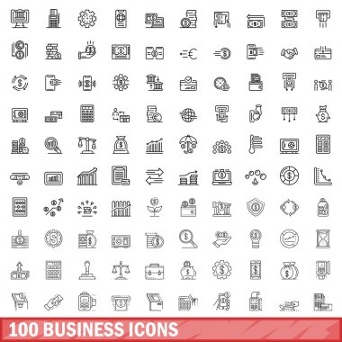 100 iş simgeler kümesi, anahat stili