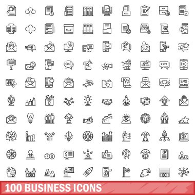 100 iş simgeler kümesi, anahat stili