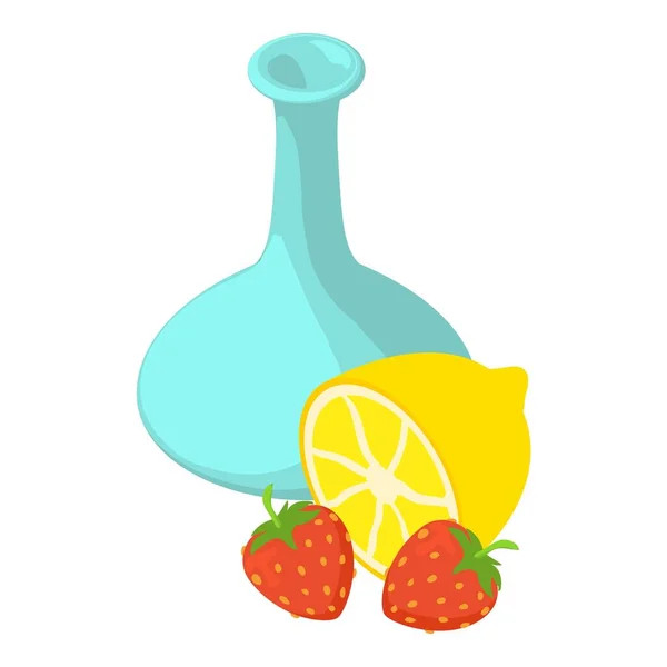 Icono limonada fresa vector isométrico. Decantador vacío limón y fresa — Archivo Imágenes Vectoriales