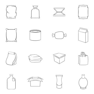 Paketleme simgeleri vektör ana hatlarını ayarla