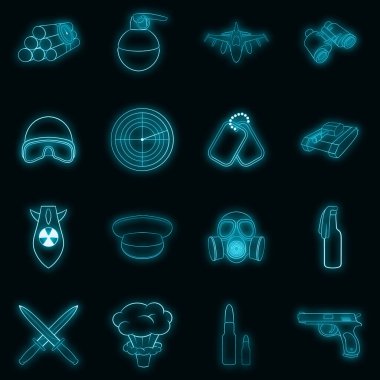 Savaş simgeleri vektör neonu belirledi