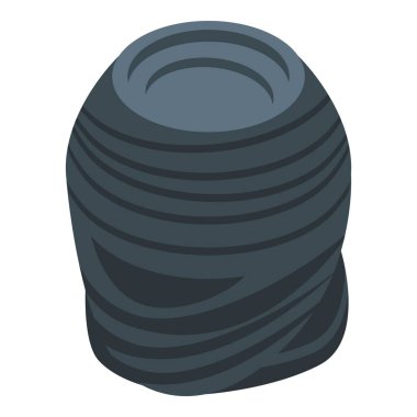 Siyah türban ikonu izometrik vektörü. Arap adam.