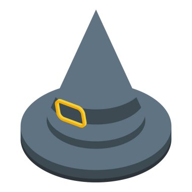 Cadı şapkası ikonu izometrik vektörü. Kostüm tatili