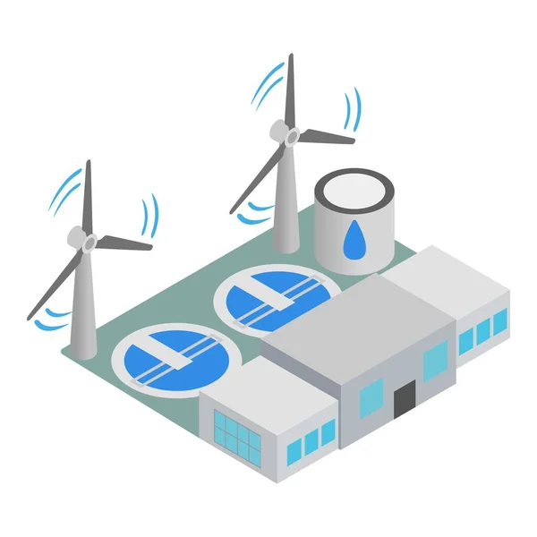 Ecological infrastructure icon isometric vector. Purification plant and windmill — Stock Vector