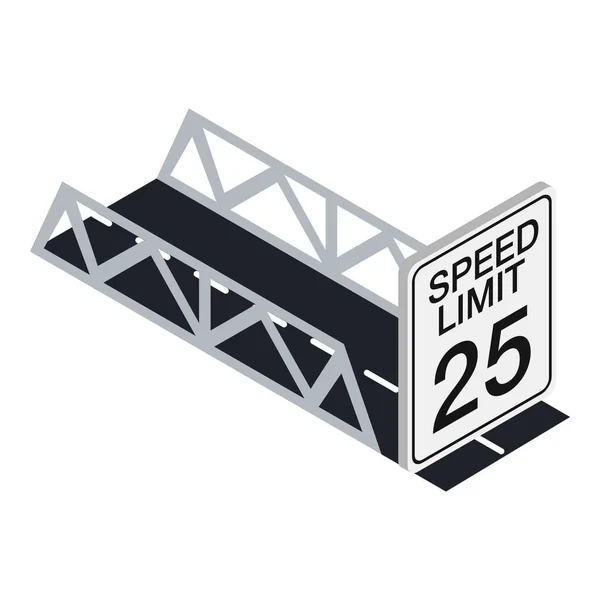 Speed limit icon isometric vector. Road bridge and restrictive road sign — Stock Vector