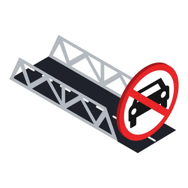 Zakazany wektor izometryczny ikony znaku. Most nie samochód lub brak znaków drogowych — Wektor stockowy