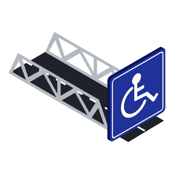 Handicap teken pictogram isometrische vector. Verkeersbrug en informatiebord — Stockvector