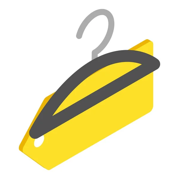 Concept de shopping icône vecteur isométrique. Cintre à vêtements avec étiquette jaune vierge — Image vectorielle
