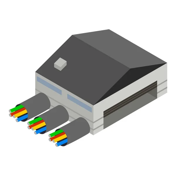 Elektrische technologie icoon isometrische vector. Grote garage gekleurde elektrische cabel — Stockvector