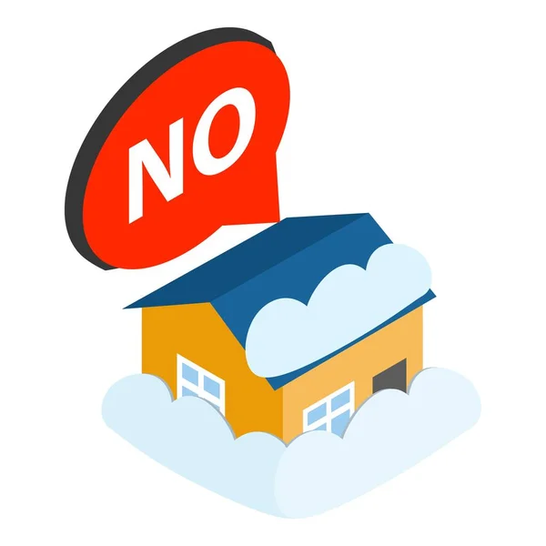 Icono de nevada vector isométrico. Edificio residencial cubierto de nieve después de ventisca — Vector de stock