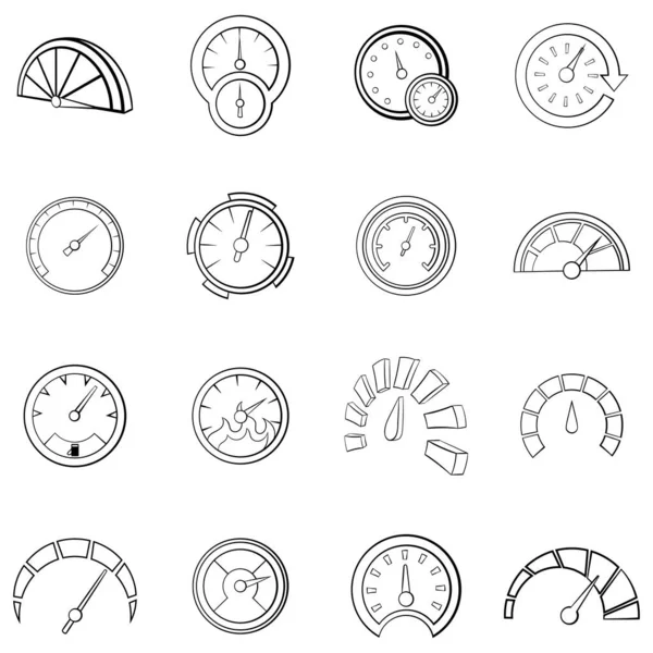 Los iconos del velocímetro establecen el contorno del vector — Archivo Imágenes Vectoriales