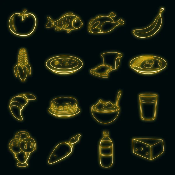 Продовольственные иконки с векторным неоном — стоковый вектор