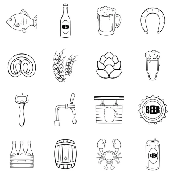 Icônes de bière définir contour vectoriel — Image vectorielle