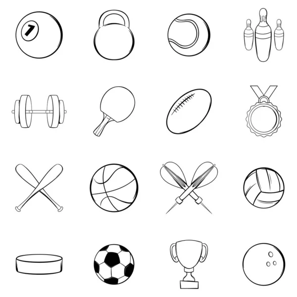 Спортивные иконки задают контур вектора — стоковый вектор