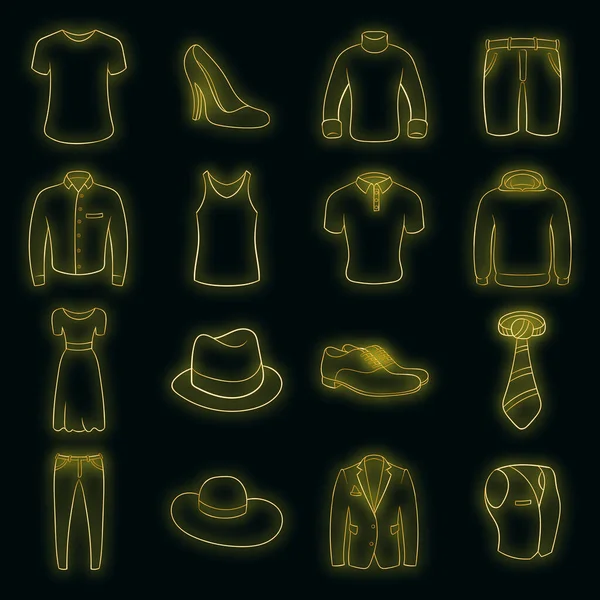 Clothes icons set vector neon — Stock Vector