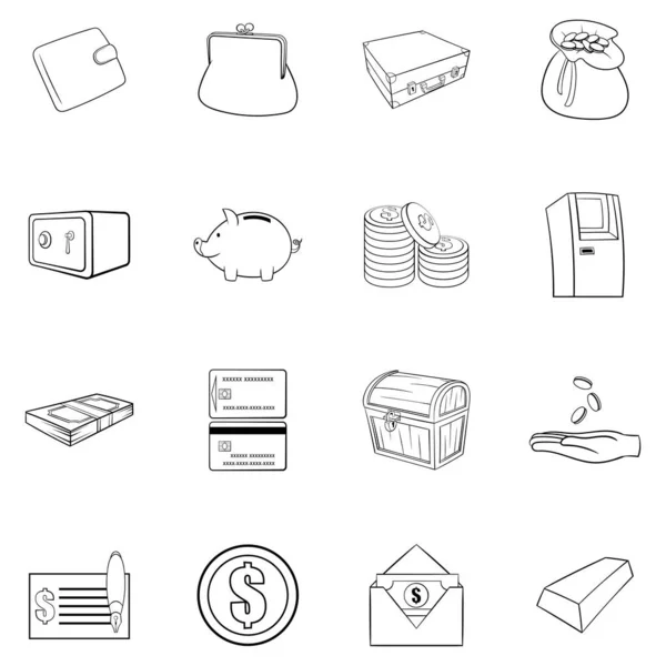 Finance icons set vector outline — Stock Vector