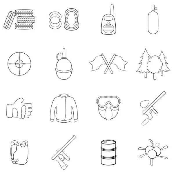 Schilderijbal pictogram set omtrek — Stockvector