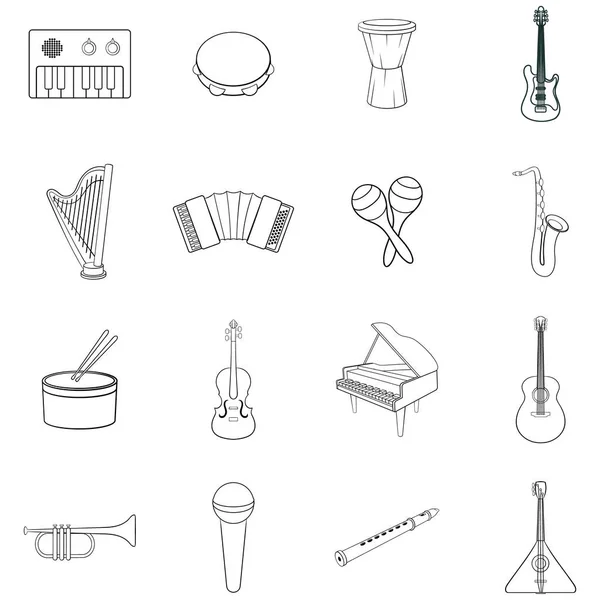 Musical instruments icon set outline — Stock Vector