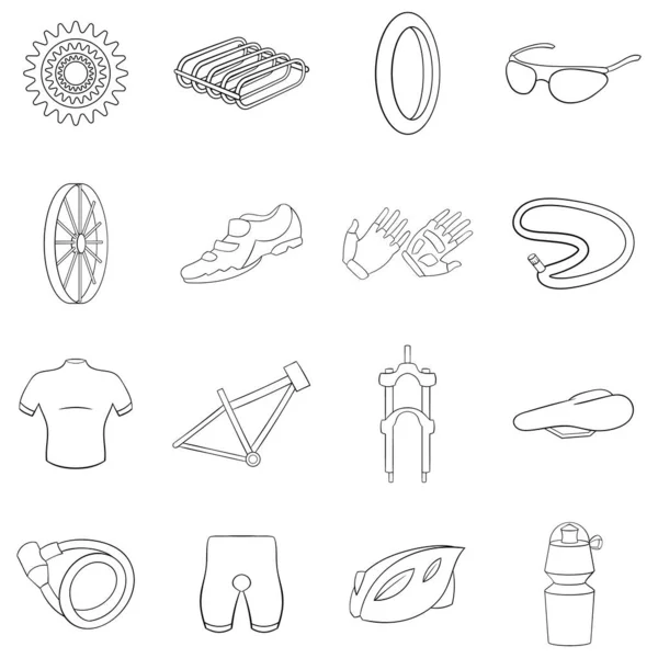 Bicicleta icono conjunto esquema — Vector de stock