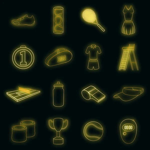 Tennis icons set vector neon — Stock Vector