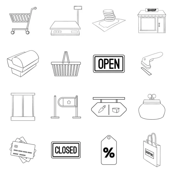 Retail pictogram set outline — Stockvector