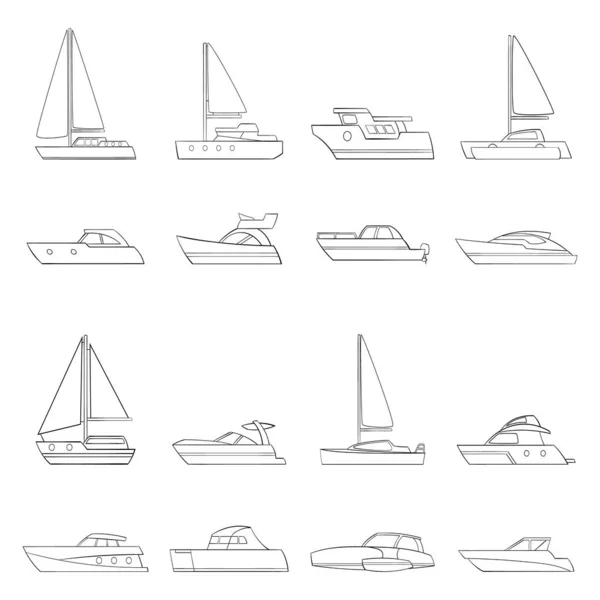 Icona yacht set schema — Vettoriale Stock