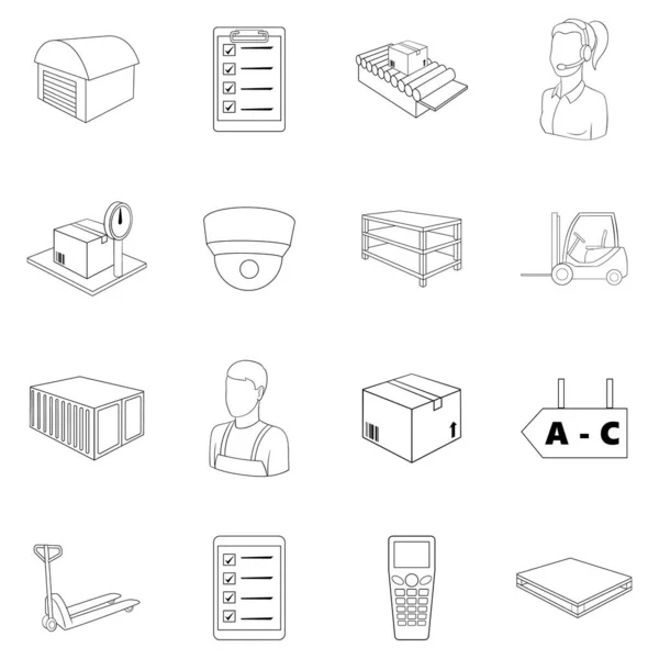 Obrys ikony úložiště skladu — Stockový vektor