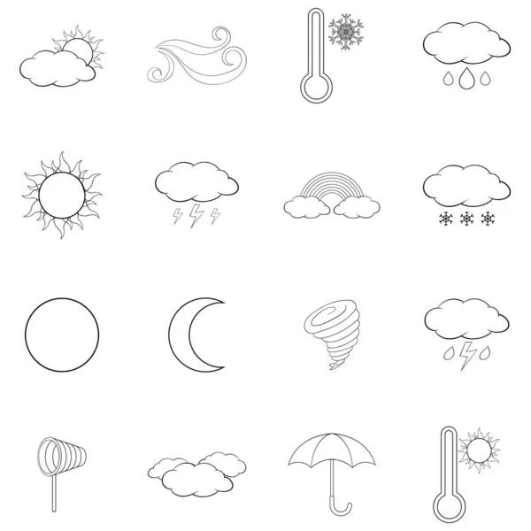 Desenho do conjunto de ícones meteorológicos — Vetor de Stock