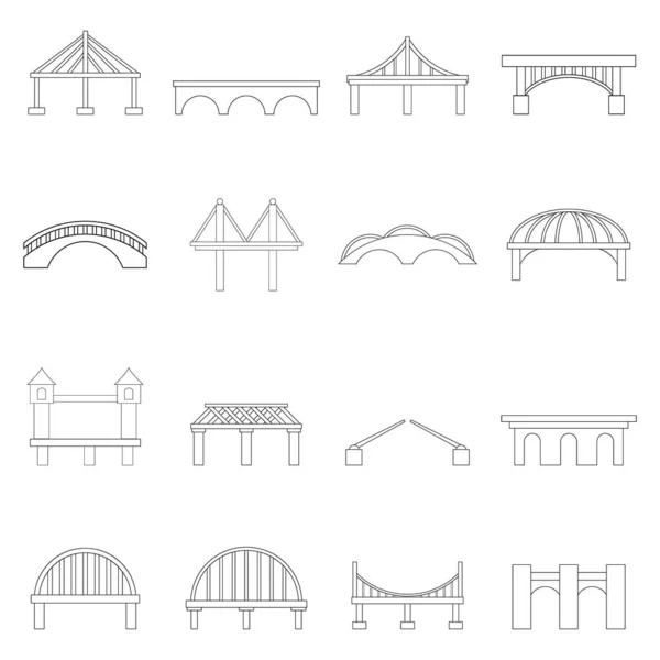 Conjunto de iconos de construcción puente — Vector de stock