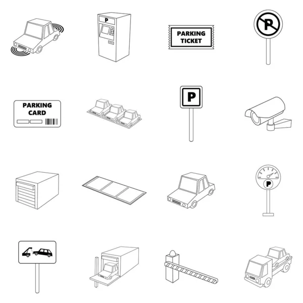 Obrys ikony parkovacích položek — Stockový vektor