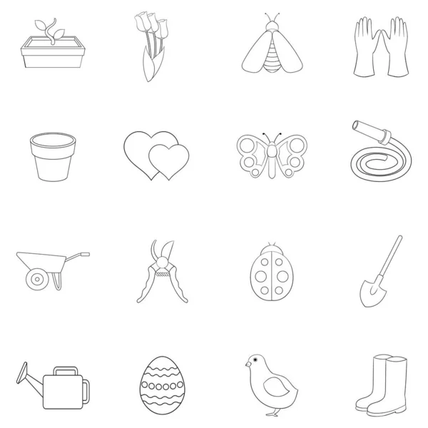 Conjunto de iconos de primavera — Vector de stock