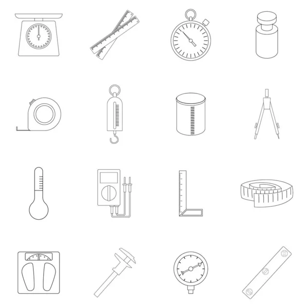 Measure tools icon set outline — Stock Vector