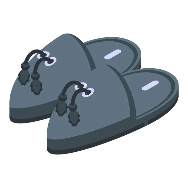 Черные тапочки иконка изометрический вектор. Домашняя обувь — стоковый вектор