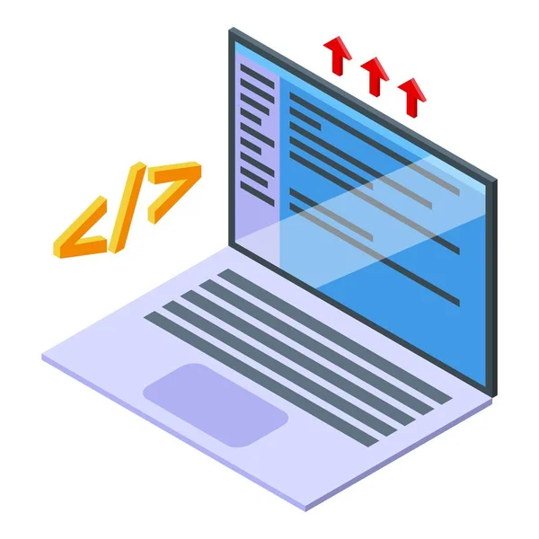 Laptop performance management icon isometric vector. Company report — Stock Vector