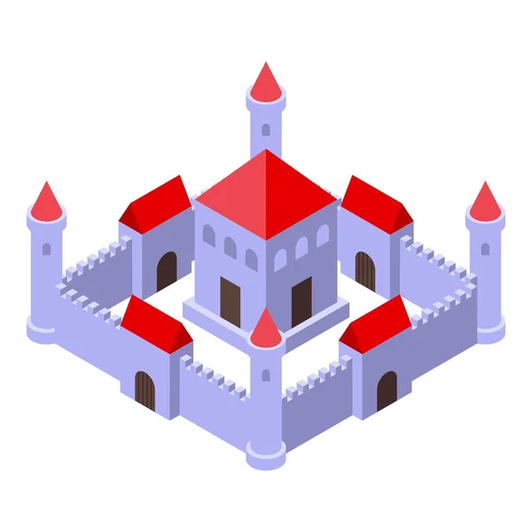 Βασιλικό κάστρο εικονίδιο ισομετρική διάνυσμα. Μεσαιωνικά άτομα — Διανυσματικό Αρχείο