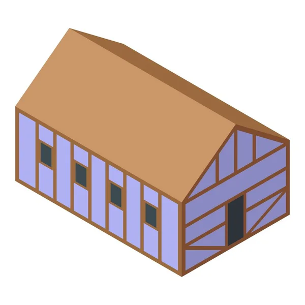 Medieval house icon isometric vector. People character — Stock Vector
