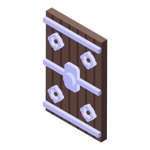 Wood shield icon isometric vector. Medieval castle — Stock Vector