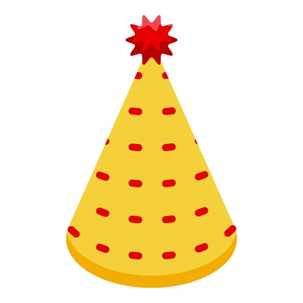 Yellow Party Hut Symbol isometrischen Vektor. Kappenkegel — Stockvektor