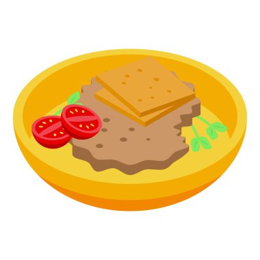 Alman kahvaltı ikonu izometrik vektörü. Mutfak tabağı