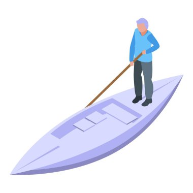 Beyaz gondol ikonu izometrik vektörü. Venedik teknesi