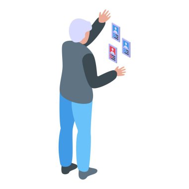 Çevrimiçi iş ikonu izometrik vektörünü ara. Görev araması